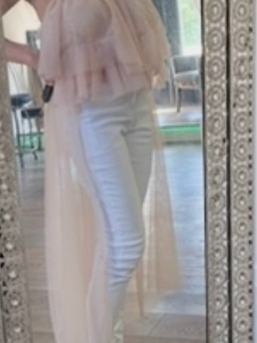 Sheer Strapless Nude Tulle Overlay Top - Picture 4 of 13
